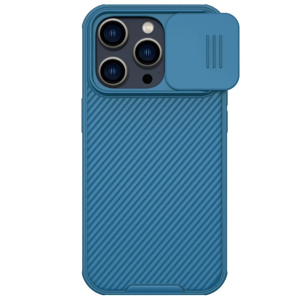 NILLKIN Camshield Pro Series for iPhone 14 Pro Max Magnetic Phone Case Hard PC + TPU Casephone Protector with Slide Camera Lens Cover - Blue - 1