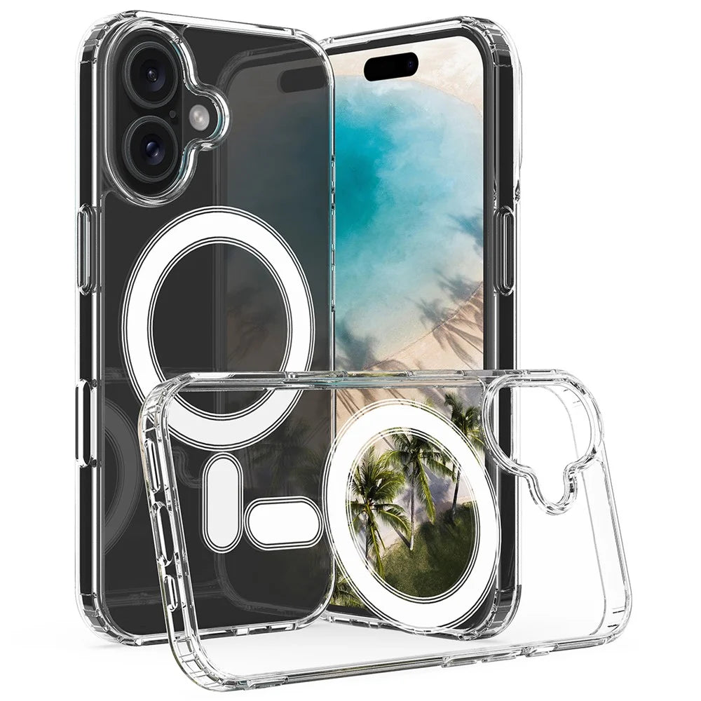 For iPhone 16 Clear Case Compatible with MagSafe TPU+Acrylic Phone Cover - 2