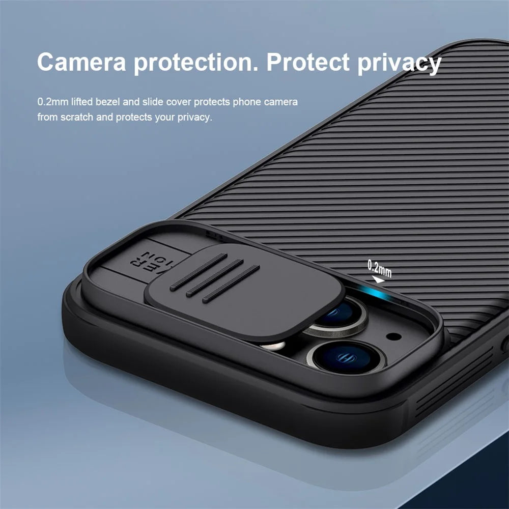 NILLKIN CamShield Pro Series for iPhone 14 / iPhone 13 Slide Camera Protection Phone Case Anti-drop Hybrid TPU + PC Back Cover - Green - 3