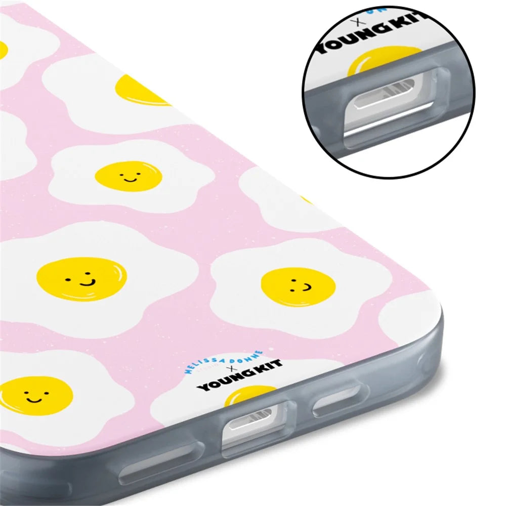 YOUNGKIT Mousse Series For iPhone 13 Pro Max Case IMD PC+TPU Magnetic Phone Cover - MUScx003-Poached Egg - 5