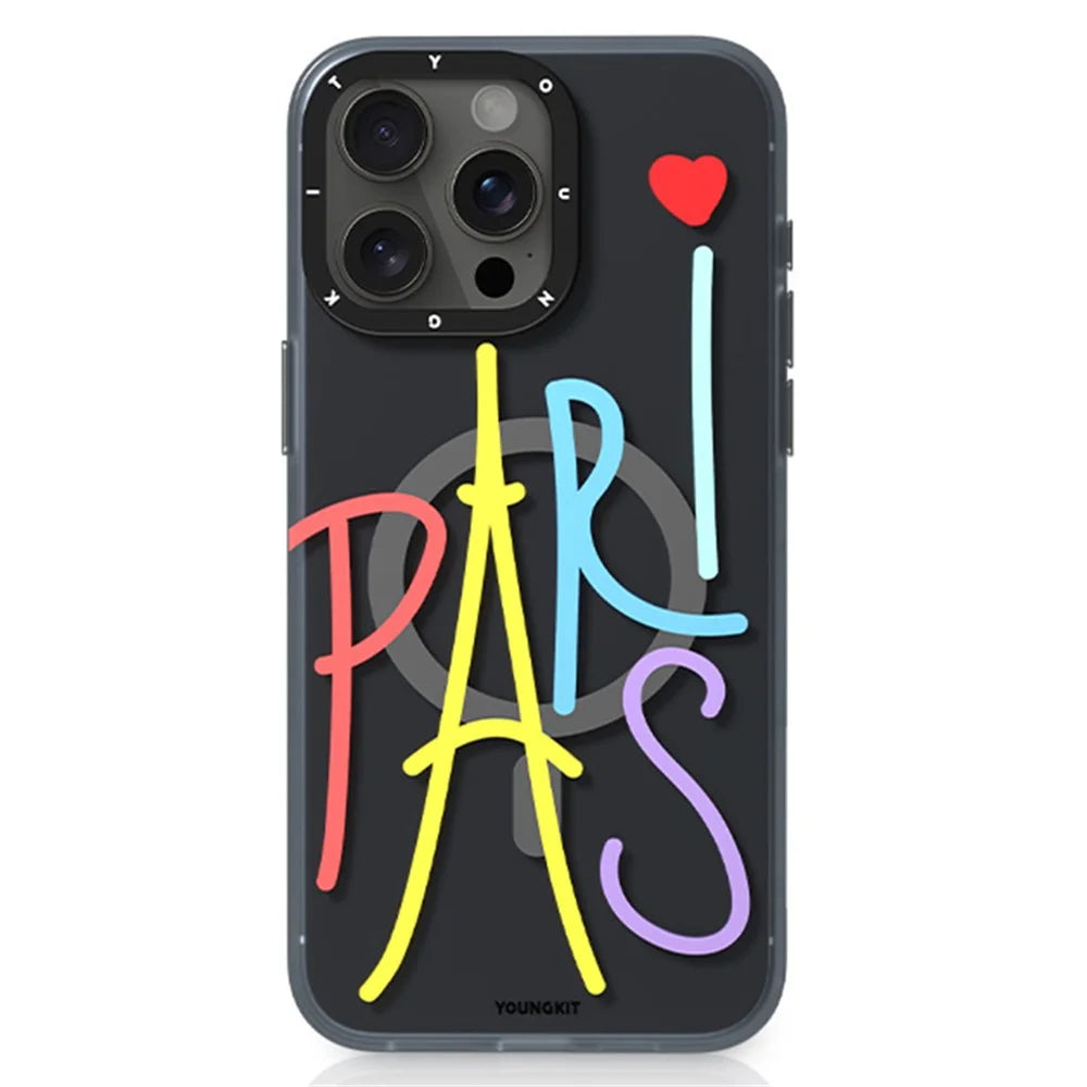 YOUNGKIT Paris Series For iPhone 14 Pro Max Compatible with MagSafe Case IMD Pattern PC+TPU Phone Cover - 1