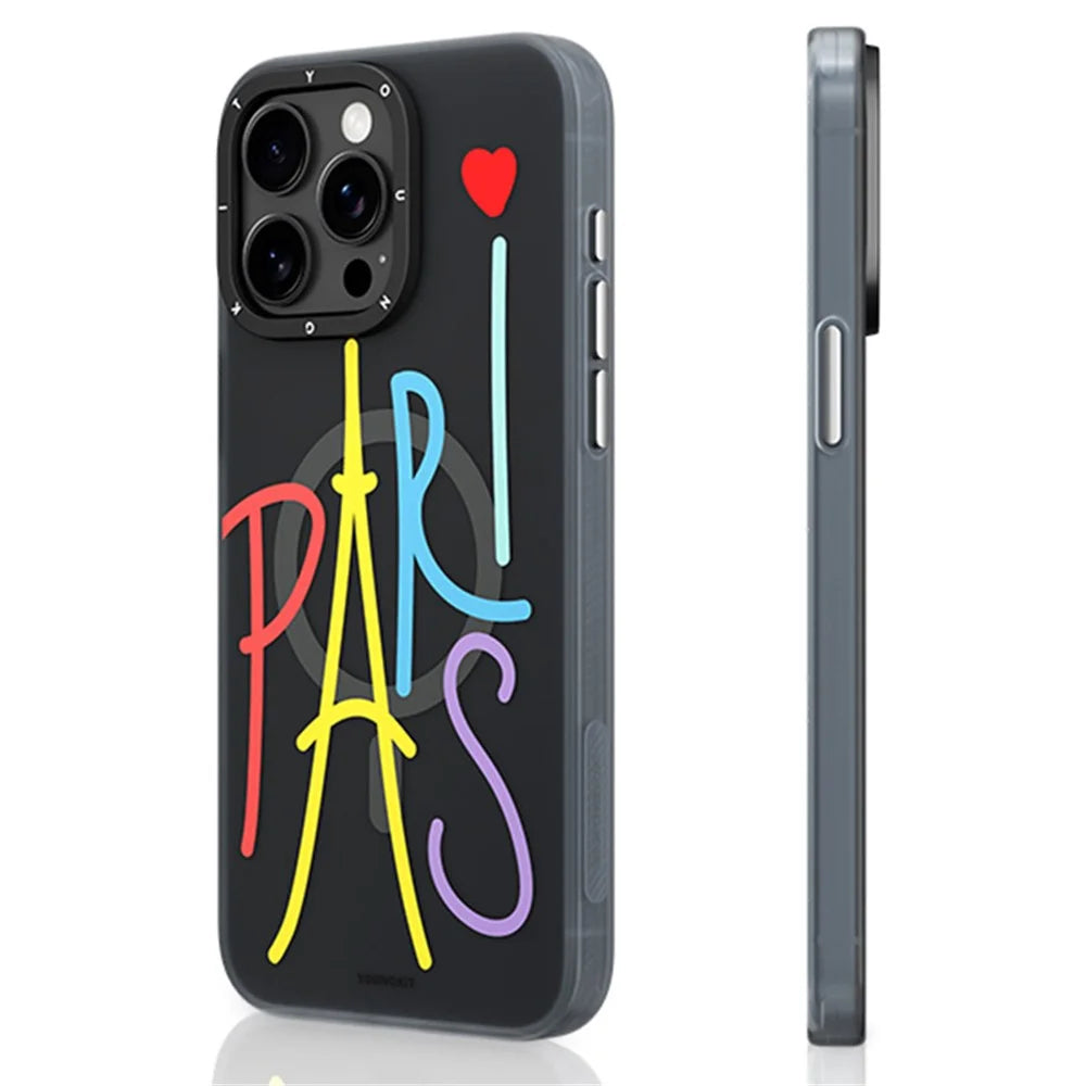 YOUNGKIT Paris Series For iPhone 14 Pro Max Compatible with MagSafe Case IMD Pattern PC+TPU Phone Cover - 2