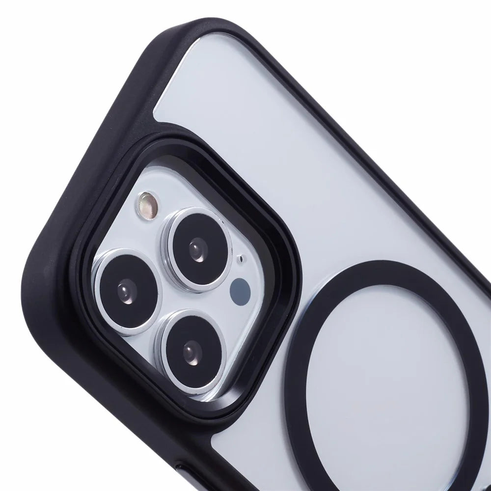 For iPhone 16 Pro Max Phone Case Clear Back PC+TPU Cover Compatible with MagSafe - Black - 7
