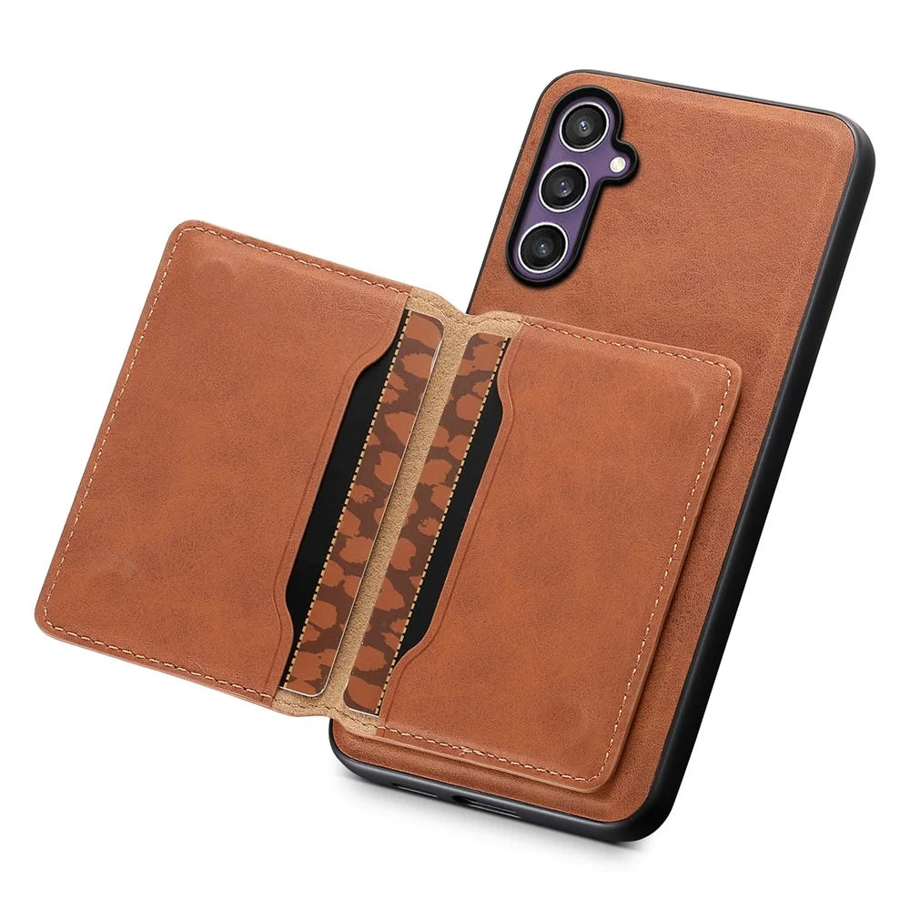 DENIOR D13 For Samsung Galaxy S23 FE Case Card Holder Kickstand Detachable 2-in-1 Phone Cover - Brown - 5