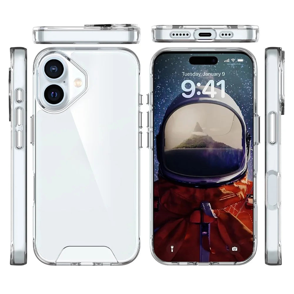 Space Series For iPhone 16 Case TPU Frame Clear PC Back Phone Cover - 4