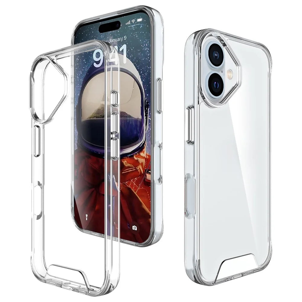 Space Series For iPhone 16 Plus Case TPU Frame Clear PC Back Phone Cover - 2