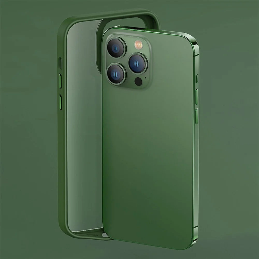 Shockproof Case for iPhone 14 Anti-Fall TPU+PC Cover Full Protection Slim Case with Metal Button / Lens Frame - Green - 6
