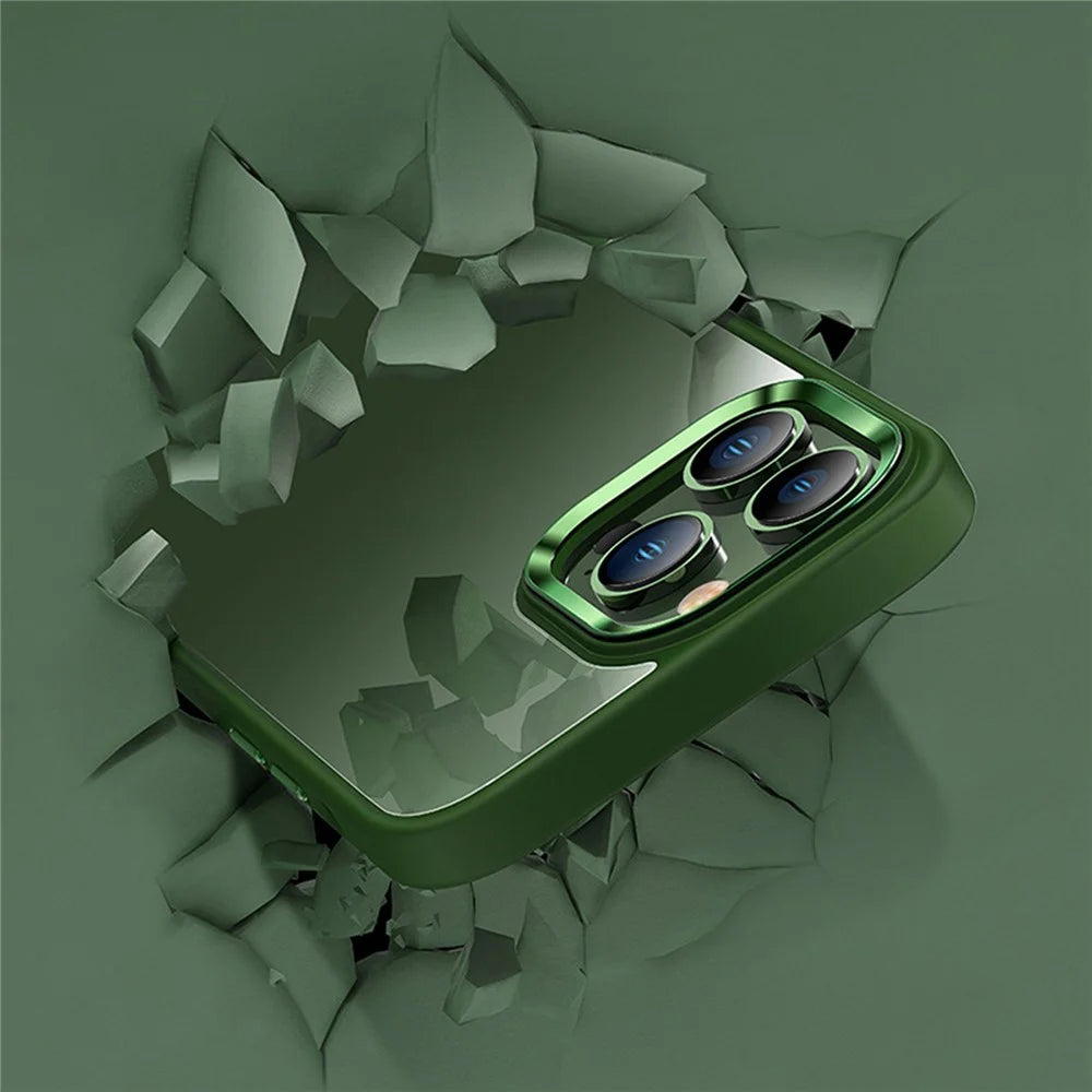 Protective Case for iPhone 14 Pro TPU+PC Phone Cover Anti-Drop Slim Case with Metal Button / Lens Frame - Green - 4
