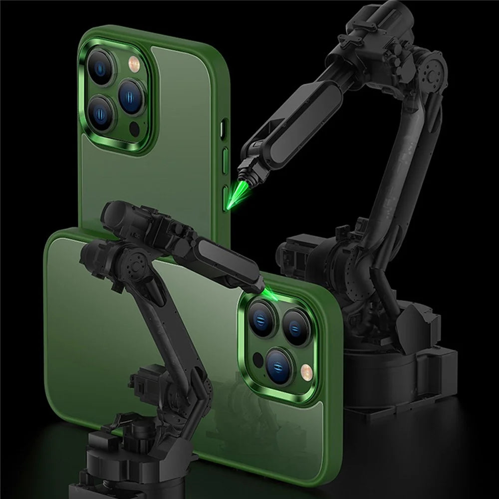 Protective Case for iPhone 14 Pro TPU+PC Phone Cover Anti-Drop Slim Case with Metal Button / Lens Frame - Green - 5