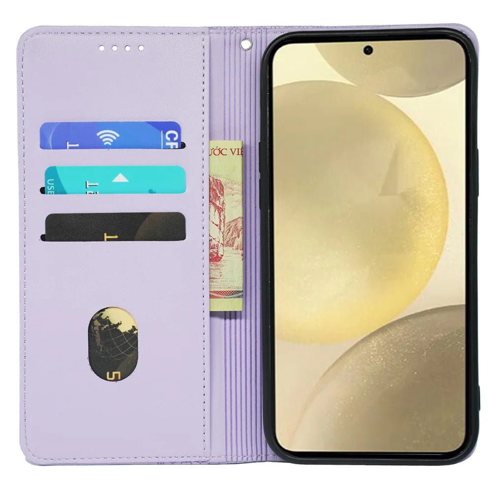 For Samsung Galaxy M15 5G  /  F15 5G Case Leather Phone Cover Clover Pattern - Light Purple - 2