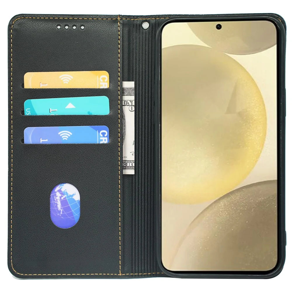 For Samsung Galaxy F55 5G / C55 5G / M55 5G Wallet Case Four-Leaf Clover Pattern Leather Phone Cover - Black - 2