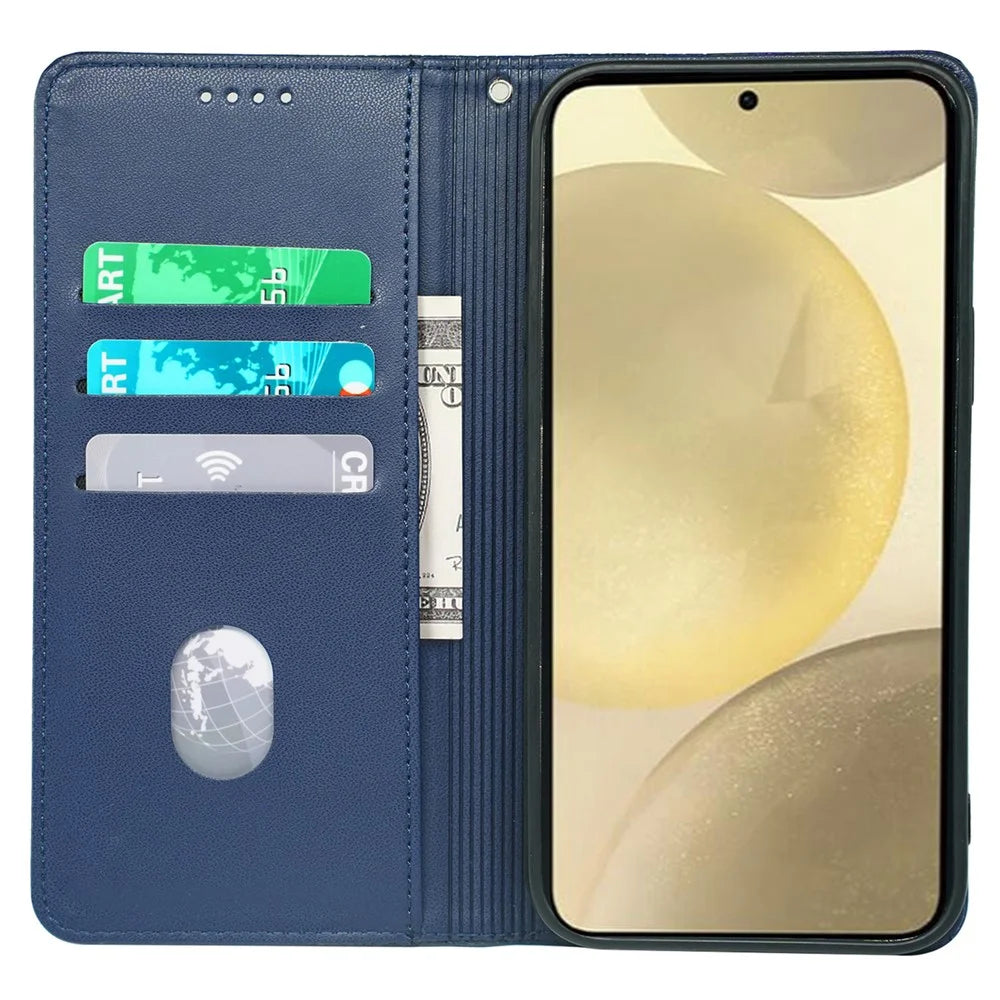 For Samsung Galaxy A14 4G / 5G Case Four-Leaf Clover Wallet Leather Phone Cover - Blue - 2