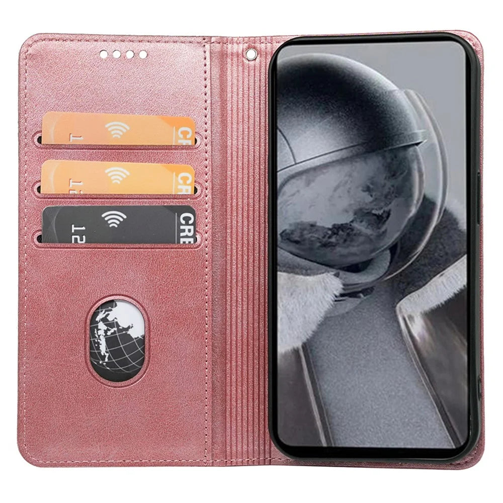 For Samsung Galaxy A54 5G Case PU Leather Wallet Phone Cover Magnetic Closing - Rose Gold - 2