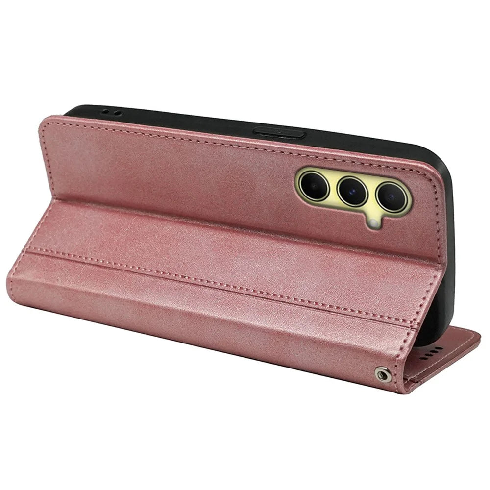 For Samsung Galaxy A54 5G Case PU Leather Wallet Phone Cover Magnetic Closing - Rose Gold - 4