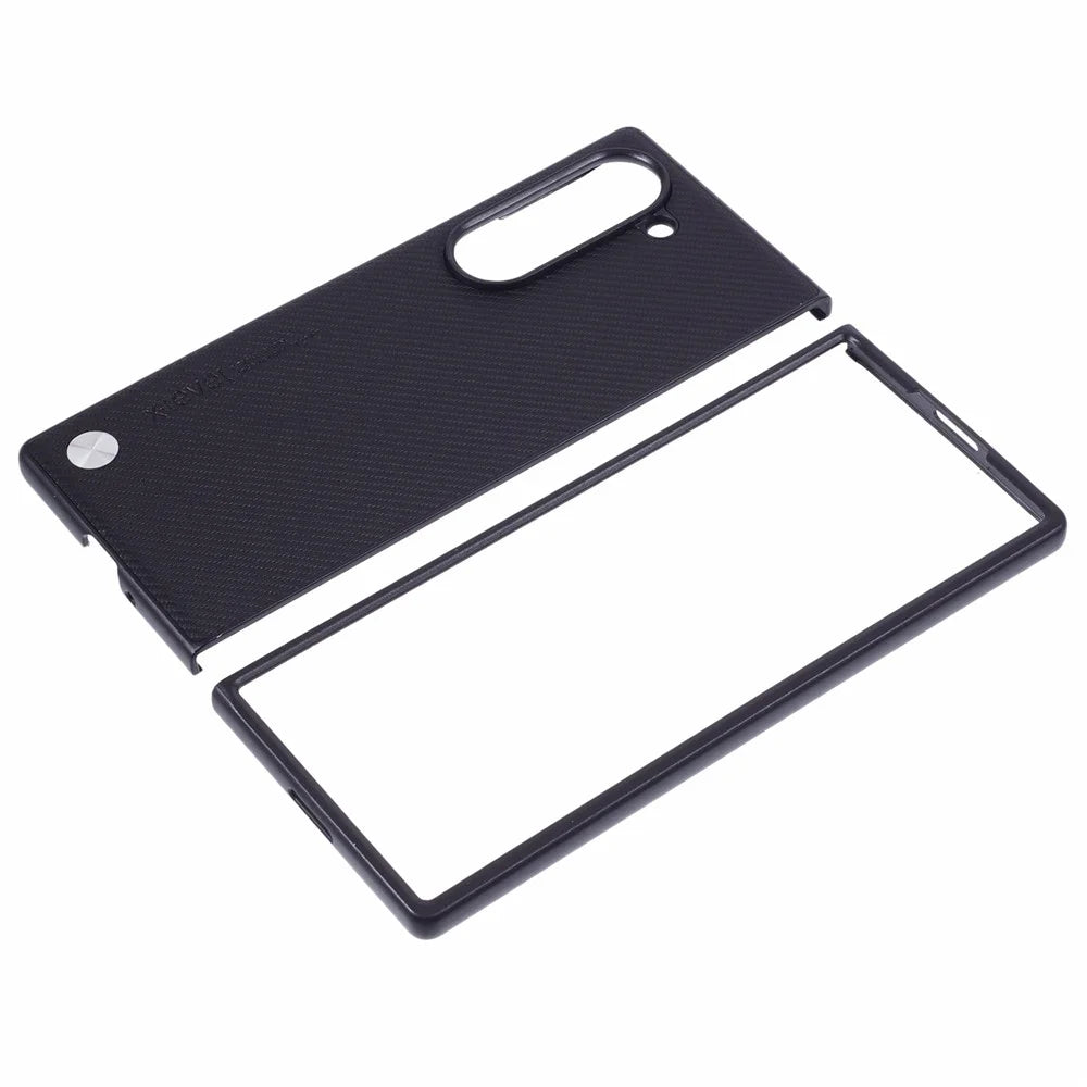 X-LEVEL For Samsung Galaxy Z Fold6 5G Carbon Fiber PU Leather Coated PC Cell Phone Case - Black - 4