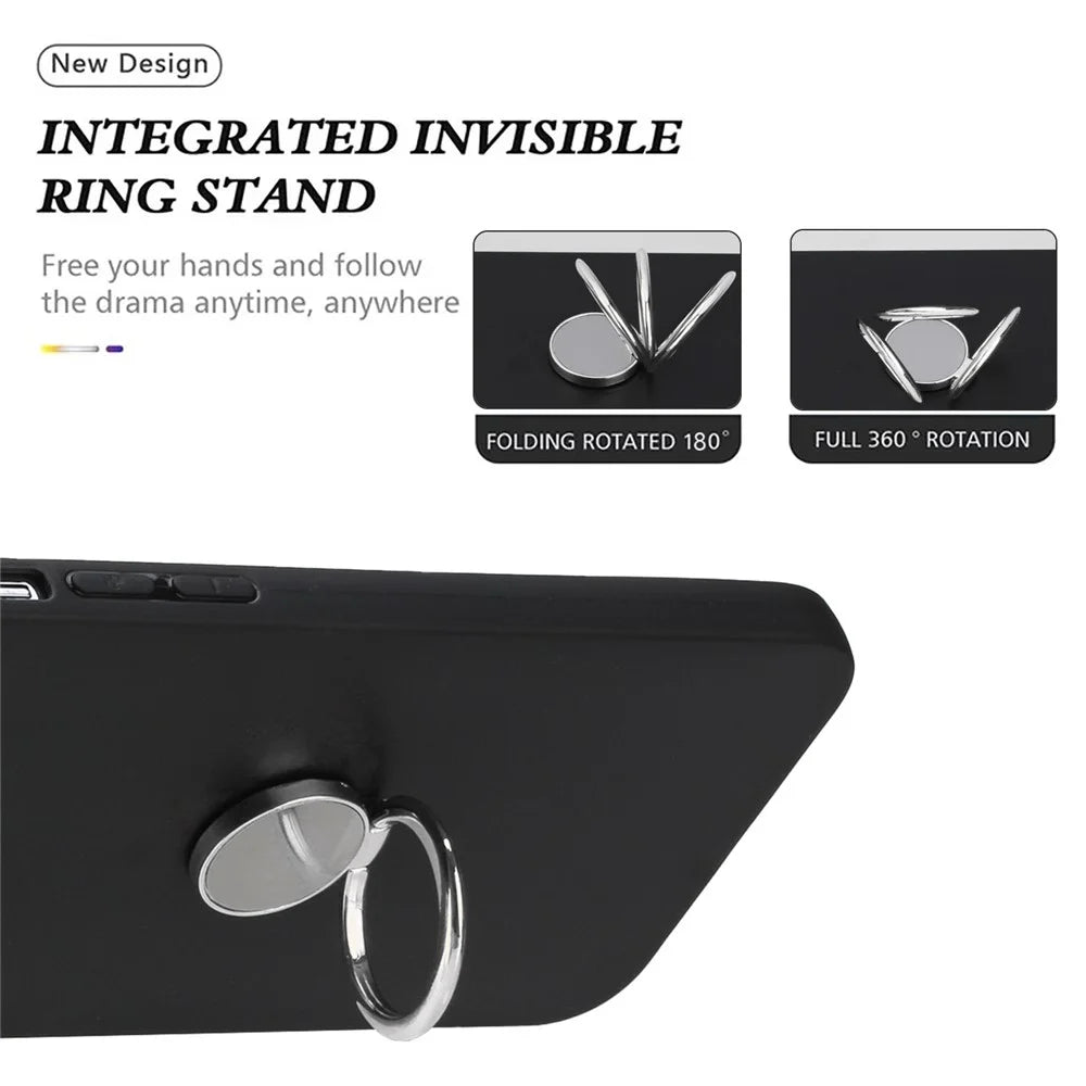 For Samsung Galaxy S24 FE Case Kickstand Matte TPU Phone Cover Magnetic Car Mount - Silver - 4