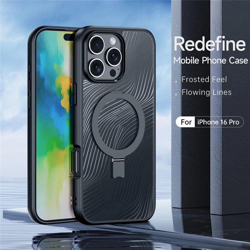 DUX DUCIS Aimo Series for iPhone 16 Pro Max Case Magnetic Kickstand TPU+PC Phone Cover (REACH Certification) - Black - 3