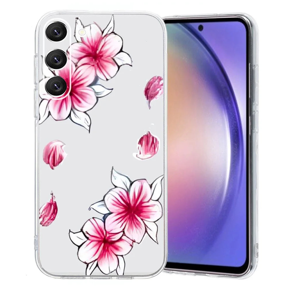 For Samsung Galaxy S23 TPU Case Pattern Printed Phone Protective Cover - Cherry Blossom - 1
