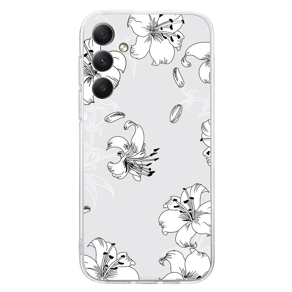 For Samsung Galaxy S24+ Case Soft TPU Slim Phone Cover Printed Pattern - White Flower - 2