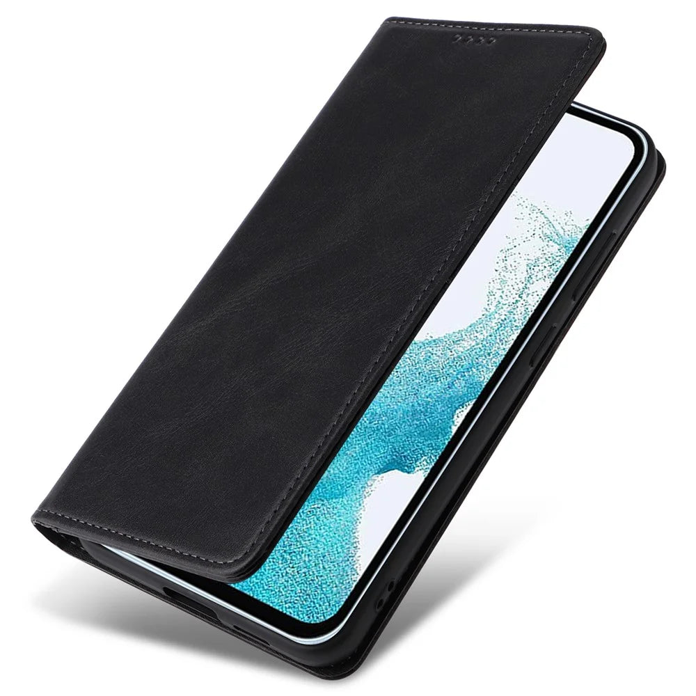 For Samsung Galaxy A54 5G Case Leather Phone Cover RFID Blocking Card Slots Wallet - Black - 6