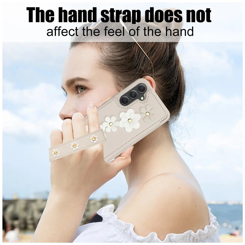 SY-001 For Samsung Galaxy S24+ Case Card Holder Kickstand Leather Back Phone Cover - Beige - 6
