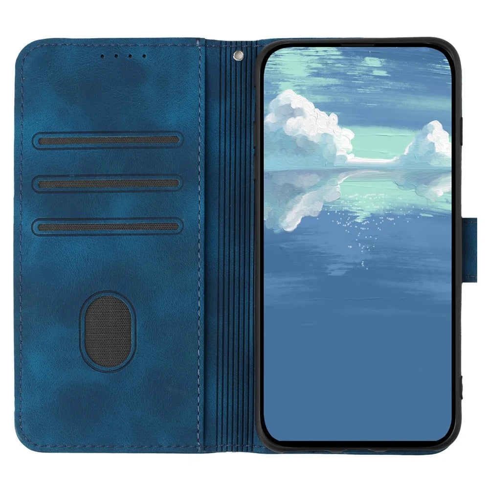 YX0040 For TECNO Camon 30 4G / 5G Case Wallet Card Slots Geometry Leather Phone Cover - Sapphire - 2