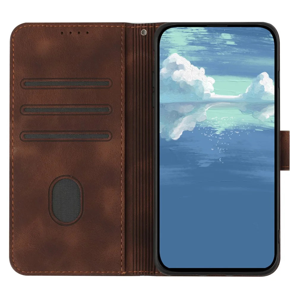 YX0040 For Infinix Note 40 Case Wallet PU Leather Geometry Phone Cover with Strap - Coffee - 2
