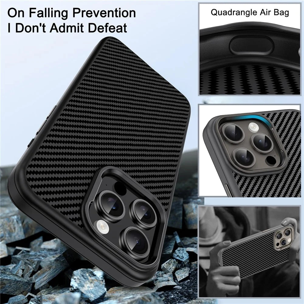 IPAKY For iPhone 13 Pro TPU Case Carbon Fiber Texture Protective Phone Cover - Black - 7