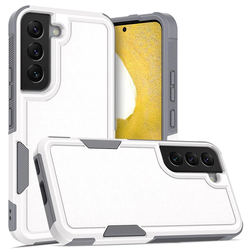 For Samsung Galaxy S22 5G Hard PC + Soft TPU Dual Layer Protection Case Anti-scratch Phone Cover - White - 1