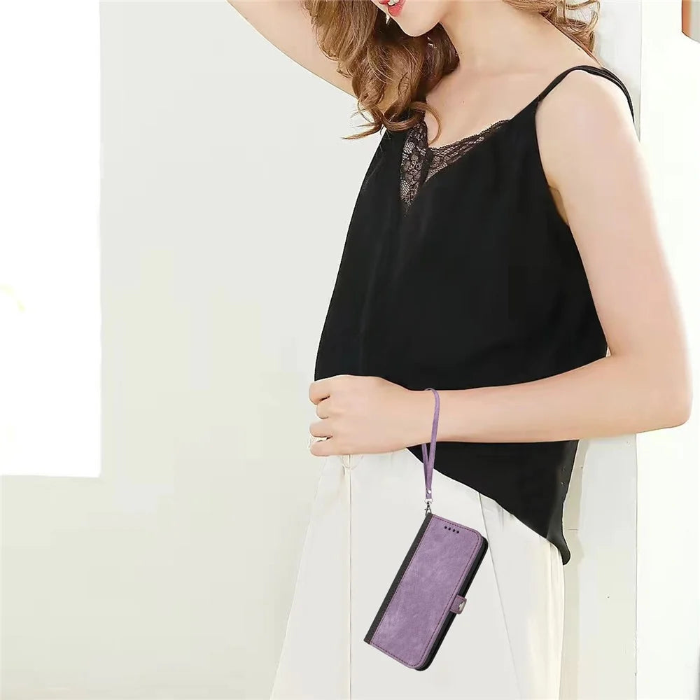 YX0020 For Realme Note 60x 4G / C63 4G / C61 4G Case Leather Phone Cover Wallet Card Slots - Purple - 7