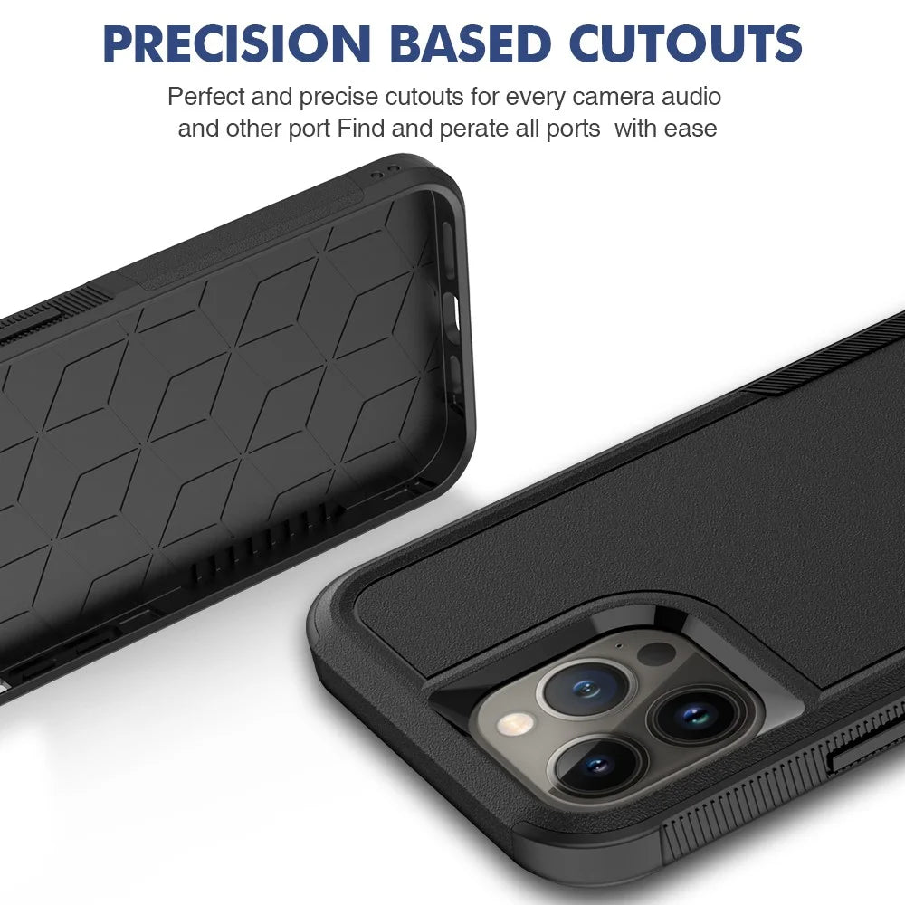 For iPhone 13 Pro Max 6.7 inch PC + Soft TPU Dual Layer Protection Case Anti-scratch Phone Shell - Black - 2