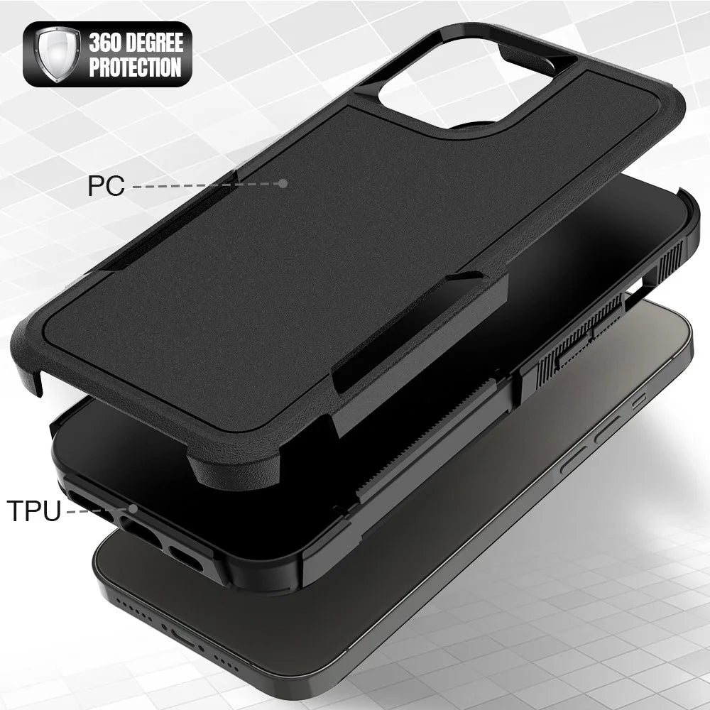 For iPhone 13 Pro Max 6.7 inch PC + Soft TPU Dual Layer Protection Case Anti-scratch Phone Shell - Black - 4