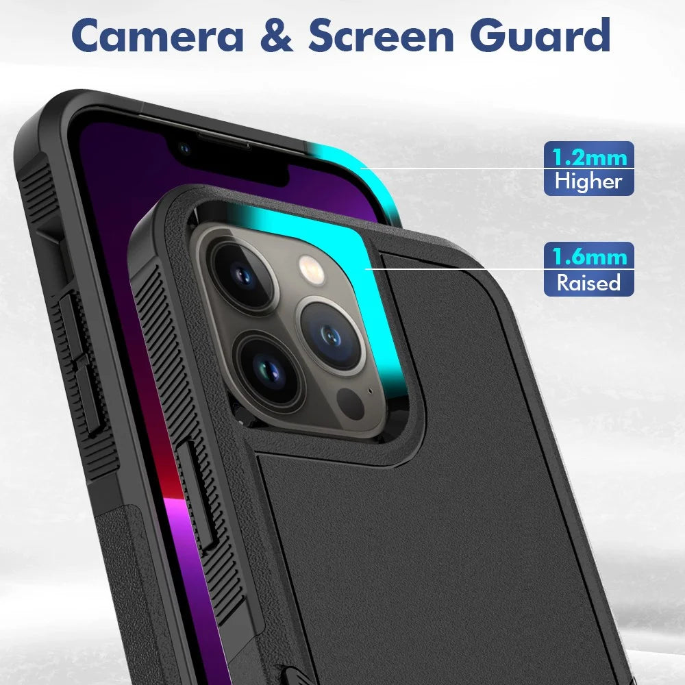 For iPhone 13 Pro Max 6.7 inch PC + Soft TPU Dual Layer Protection Case Anti-scratch Phone Shell - Black - 5
