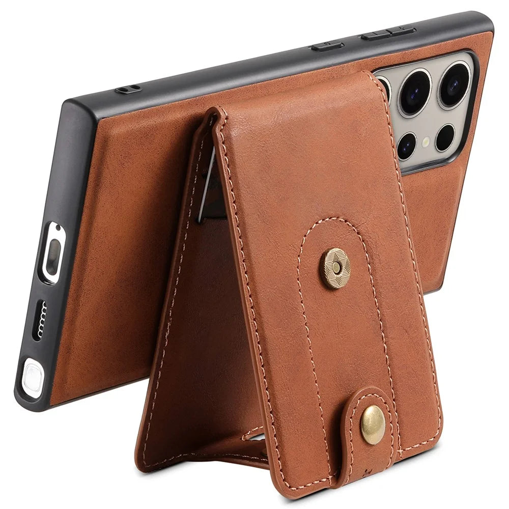 DENIOR D14 For Samsung Galaxy S23 Ultra Magnetic Case 2 in 1 Detachable PU+PC+TPU Phone Cover - Brown - 3