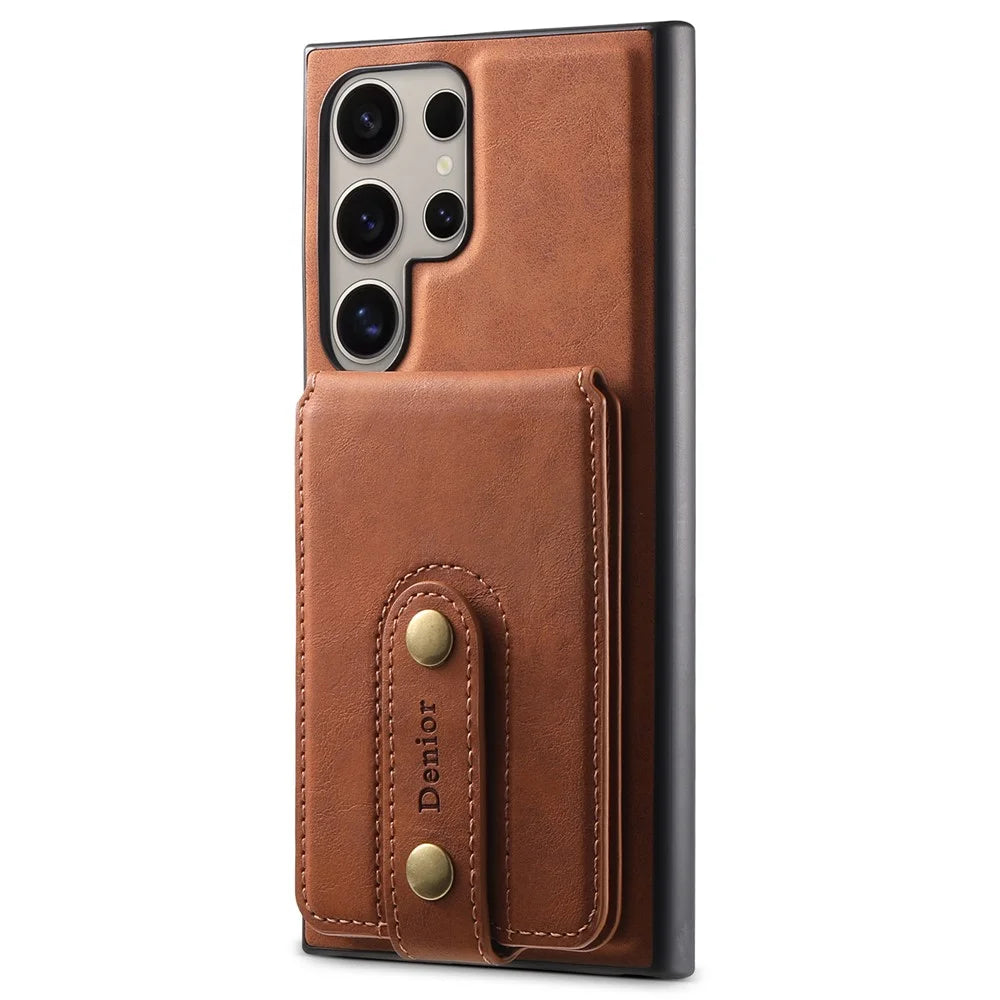 DENIOR D14 For Samsung Galaxy S23 Ultra Magnetic Case 2 in 1 Detachable PU+PC+TPU Phone Cover - Brown - 6