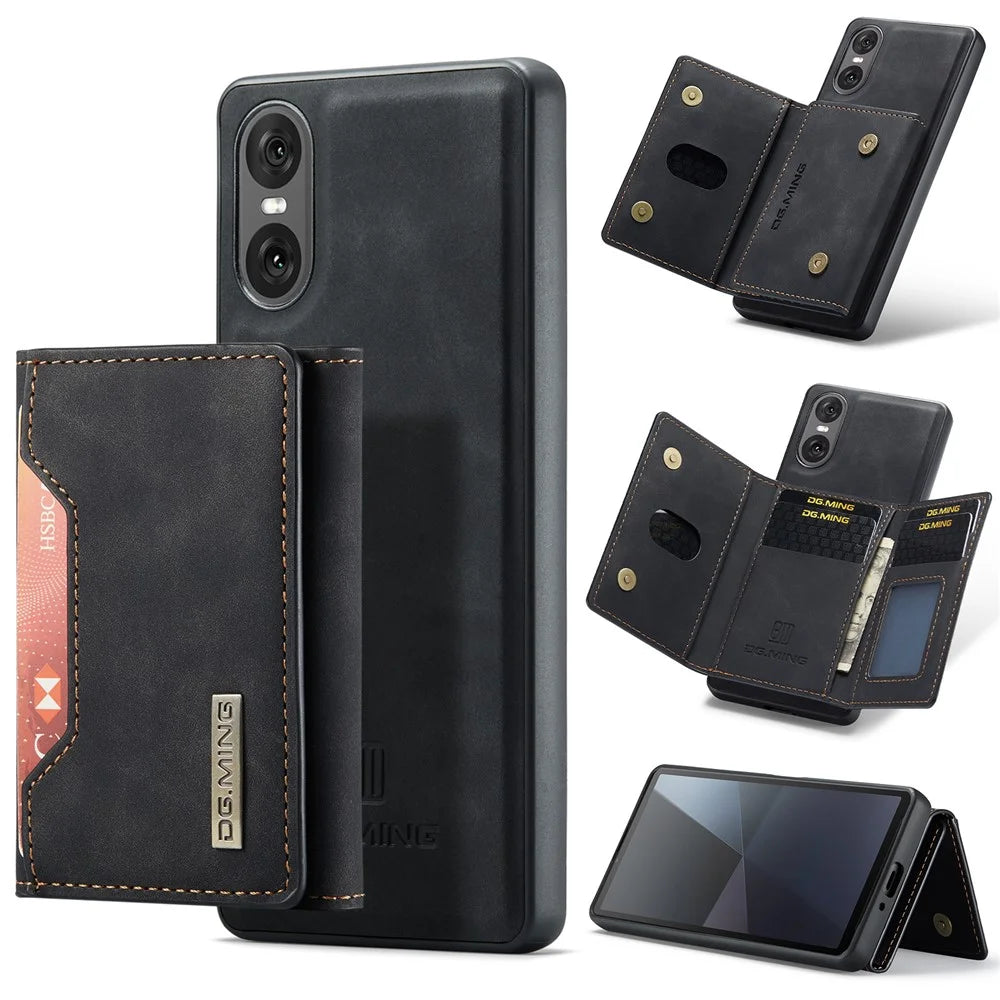 DG.MING M2 Series for Sony Xperia 10 VI Case Detachable Wallet PU+PC+TPU Phone Cover - Black - 1