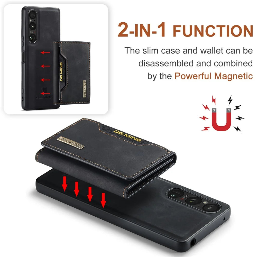 DG.MING M2 Series for Sony Xperia 1 VI Case PU+PC+TPU Phone Cover Detachable Wallet - Black - 5