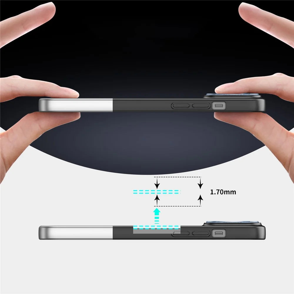 Splicing Colors Phone Shell for iPhone 15 Pro Max Cases Detachable 2-In-1 PC Phone Cover with Glass Lens Film - Black - 6
