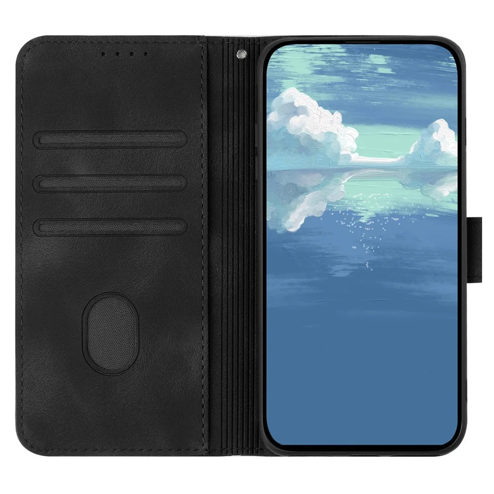 YX0040 For Realme Note 60x 4G / C63 4G / C61 4G Case Leather Phone Cover Geometry Pattern - Black - 2