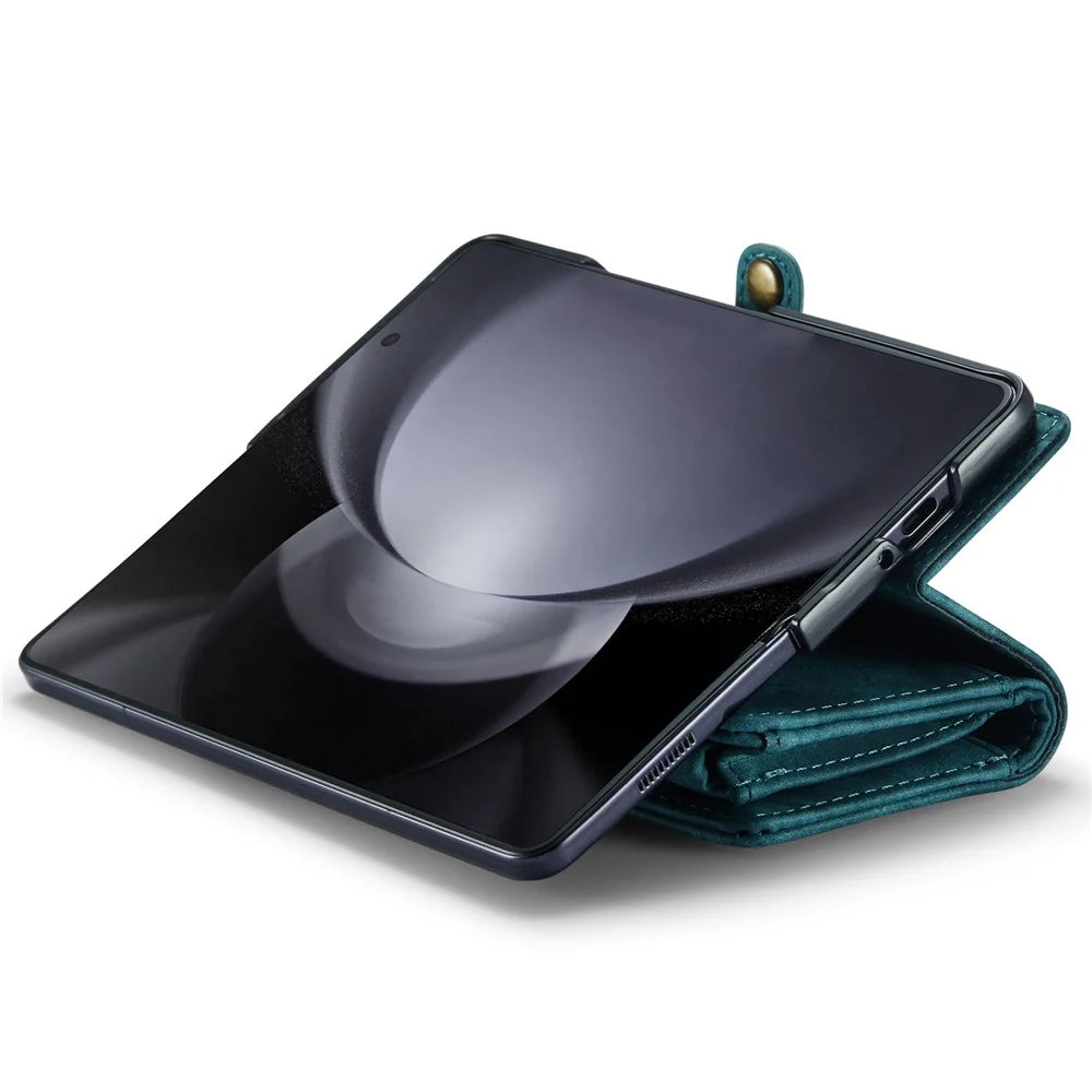 For Samsung Galaxy Z Fold6 5G Phone Cases CASEME 008 Leather Cover with Detachable Wallet and Strap - Blue - 5