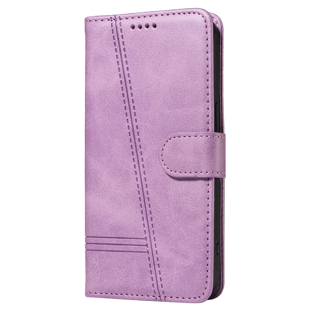 For Samsung Galaxy S24 FE Case PU Leather Wallet Card Slots Phone Cover - Light Purple - 6