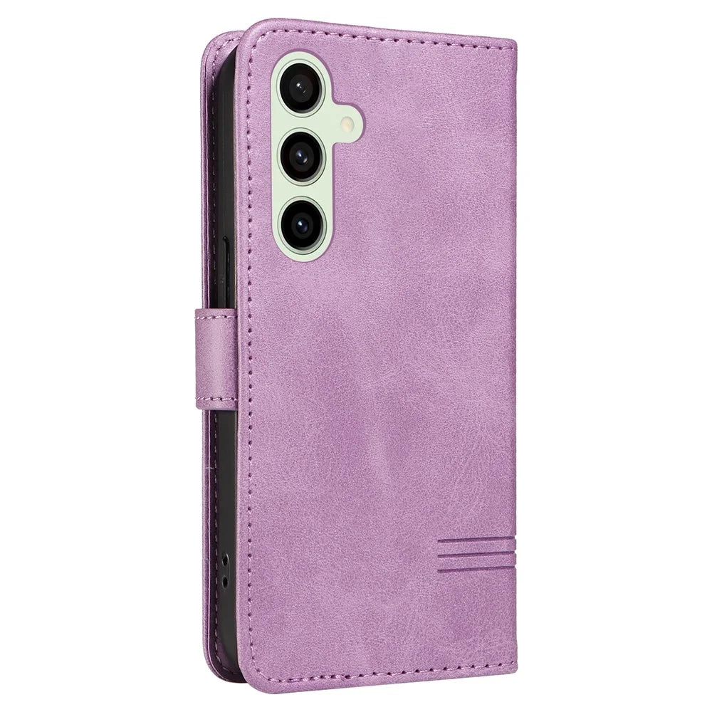 For Samsung Galaxy S24 FE Case PU Leather Wallet Card Slots Phone Cover - Light Purple - 7