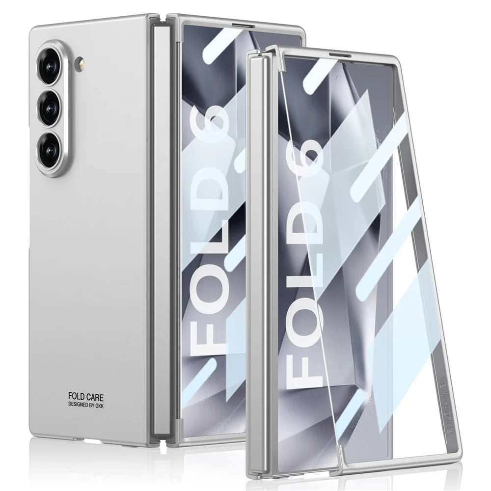 GKK For Samsung Galaxy Z Fold6 5G Case Super Slim PC Phone Cover with Screen Protector - Silver - 1