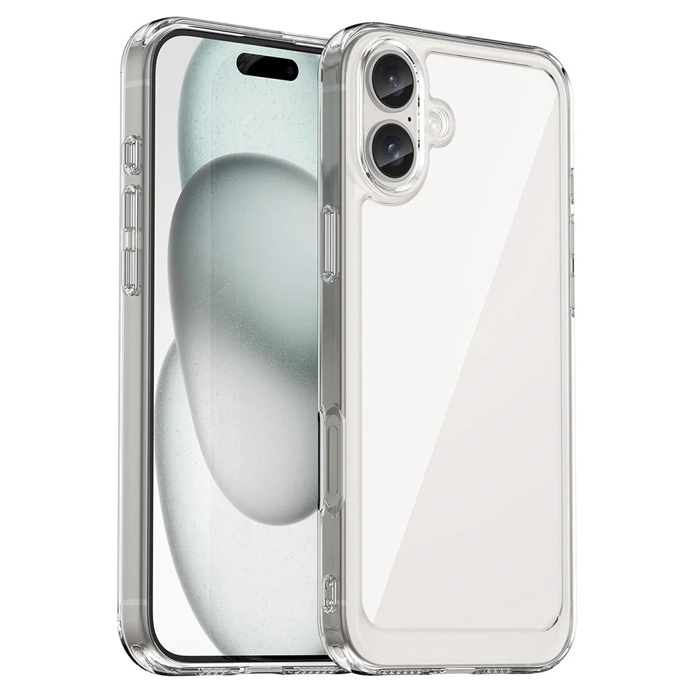 For iPhone 16 Plus Case TPU + Acrylic Clear Phone Cover (Big Rear Lens Hole) - 1