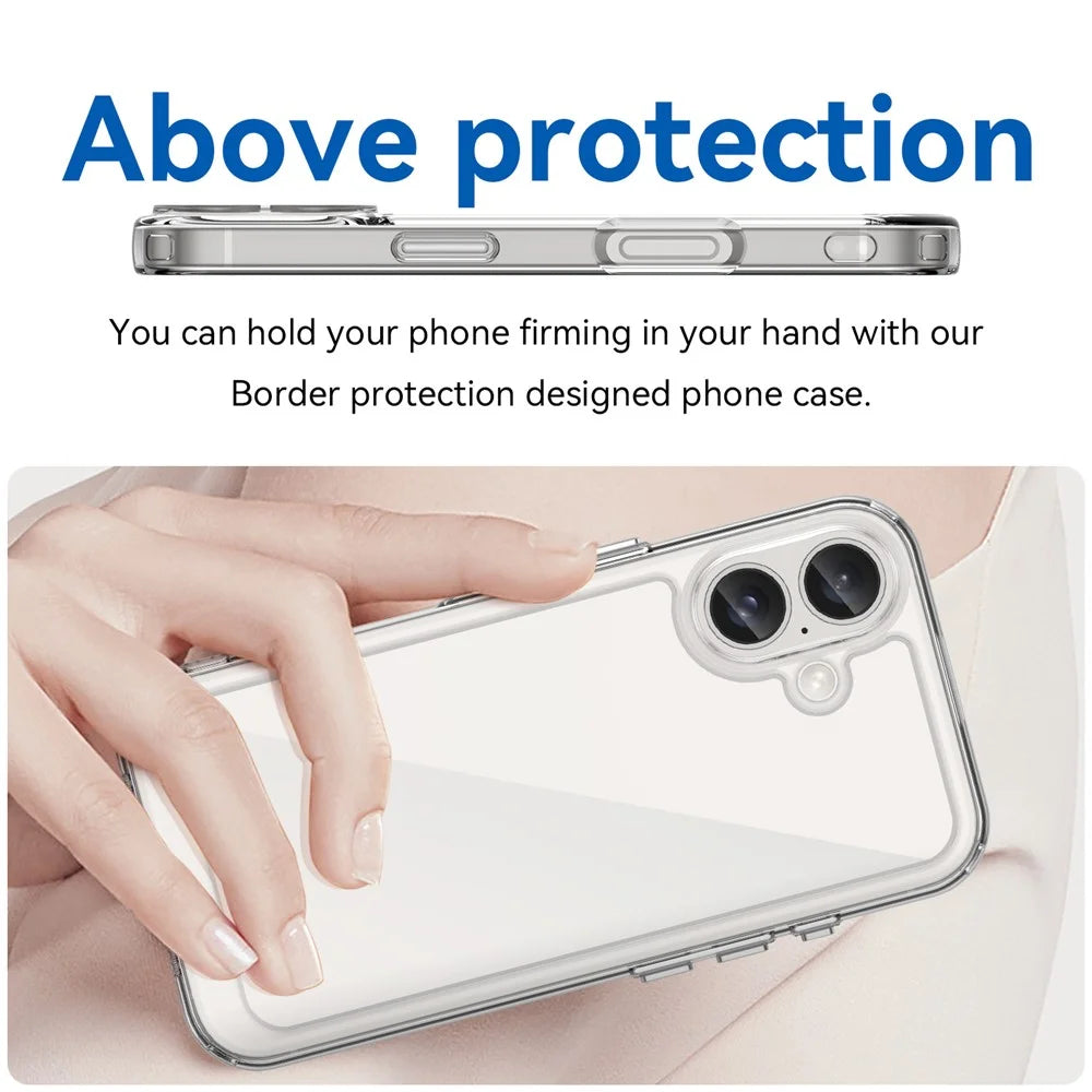 For iPhone 16 Clear Case TPU + Acrylic Slim Phone Cover (Big Rear Lens Hole) - 3