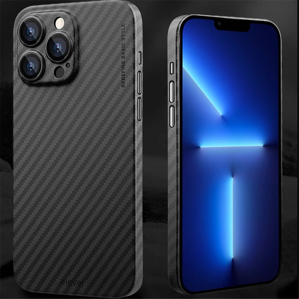 X-LEVEL For iPhone 13 Pro Max Case Carbon Fiber Texture PC Hard Phone Cover - 2