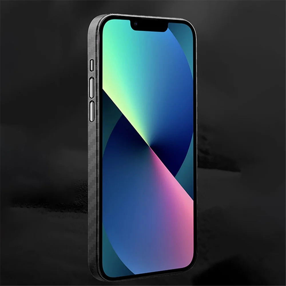 X-LEVEL For iPhone 14 Plus Case Carbon Fiber Texture PC Hard Back Cover Fingerprint Prevention - 2
