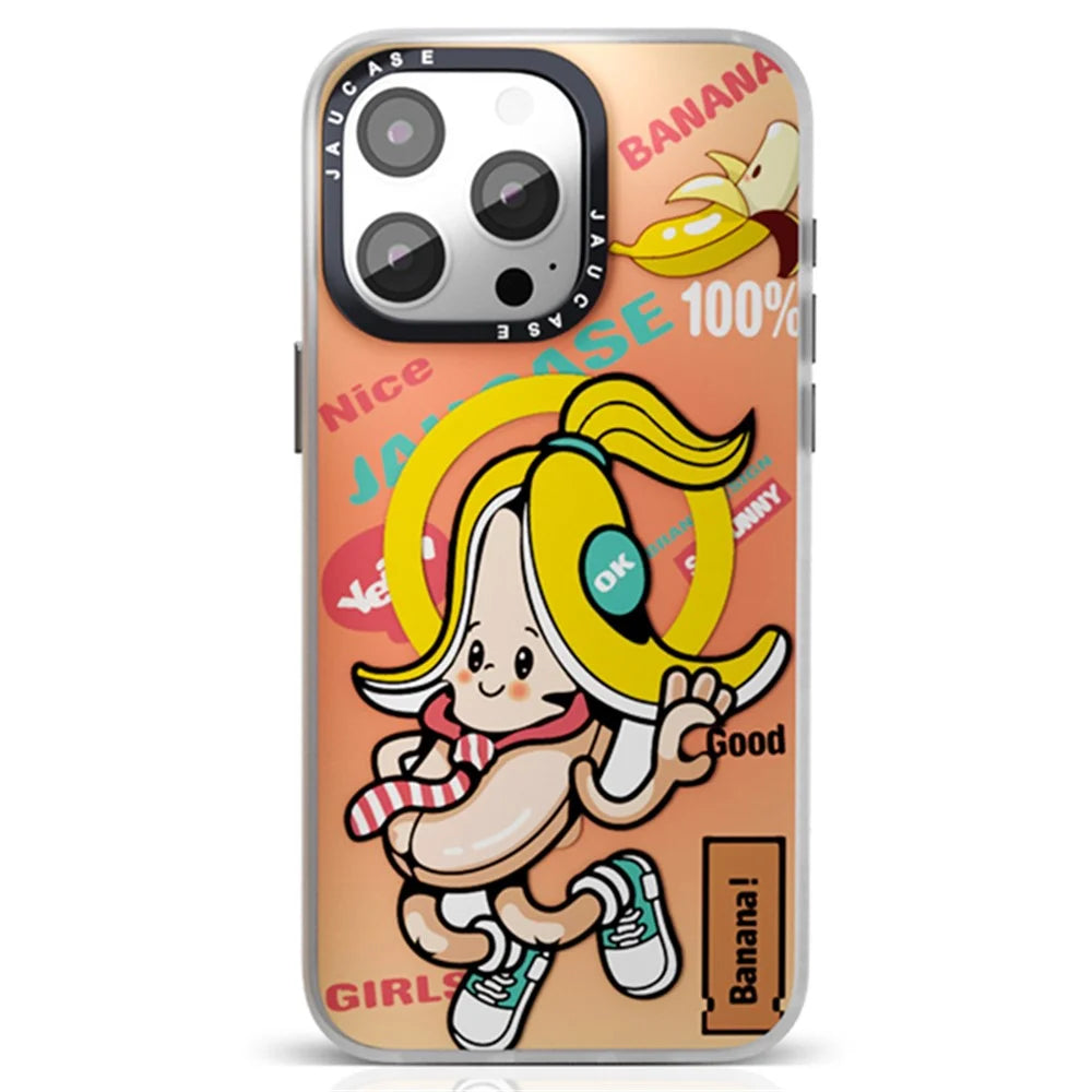 JAUCASE For iPhone 15 Pro Max Case Compatible with MagSafe Cute Pattern PC+TPU Phone Cover - Banana Baby - 1
