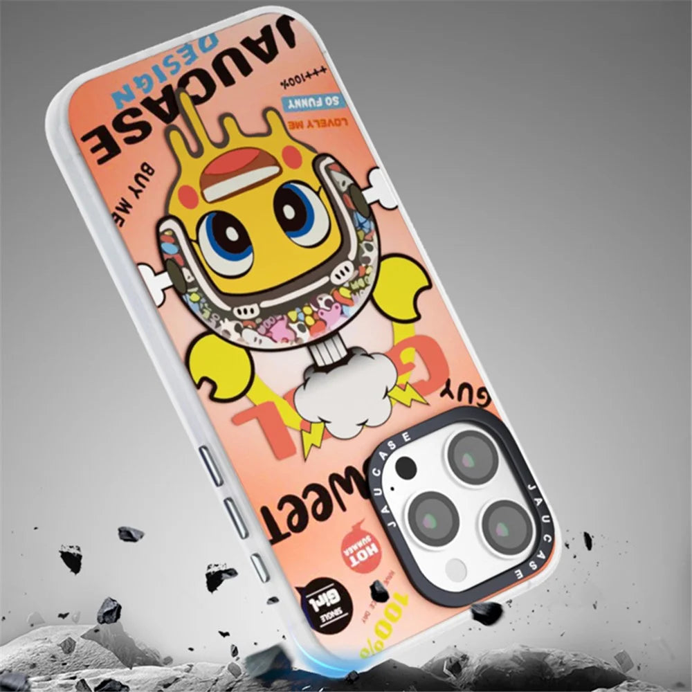 JAUCASE For iPhone 15 Pro Magnetic Case Cute Pattern PC+TPU Phone Cover Matte Finish - Banana Baby - 5