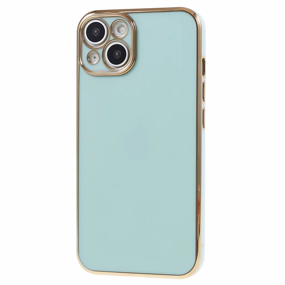 For iPhone 13 Phone Case Glossy 6D Electroplating TPU Protective Cover - Cyan - 2
